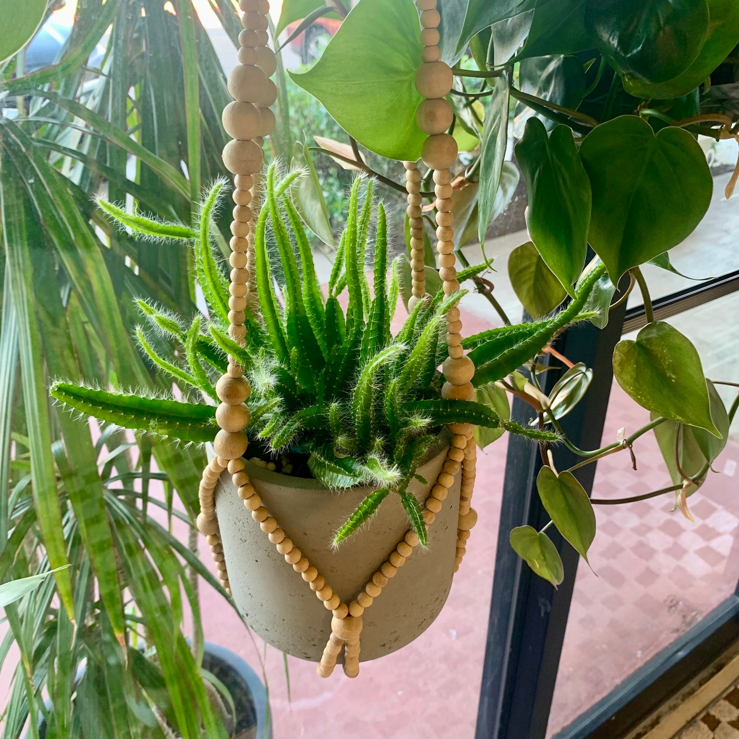 Natural Wood Bead Plant Hanger