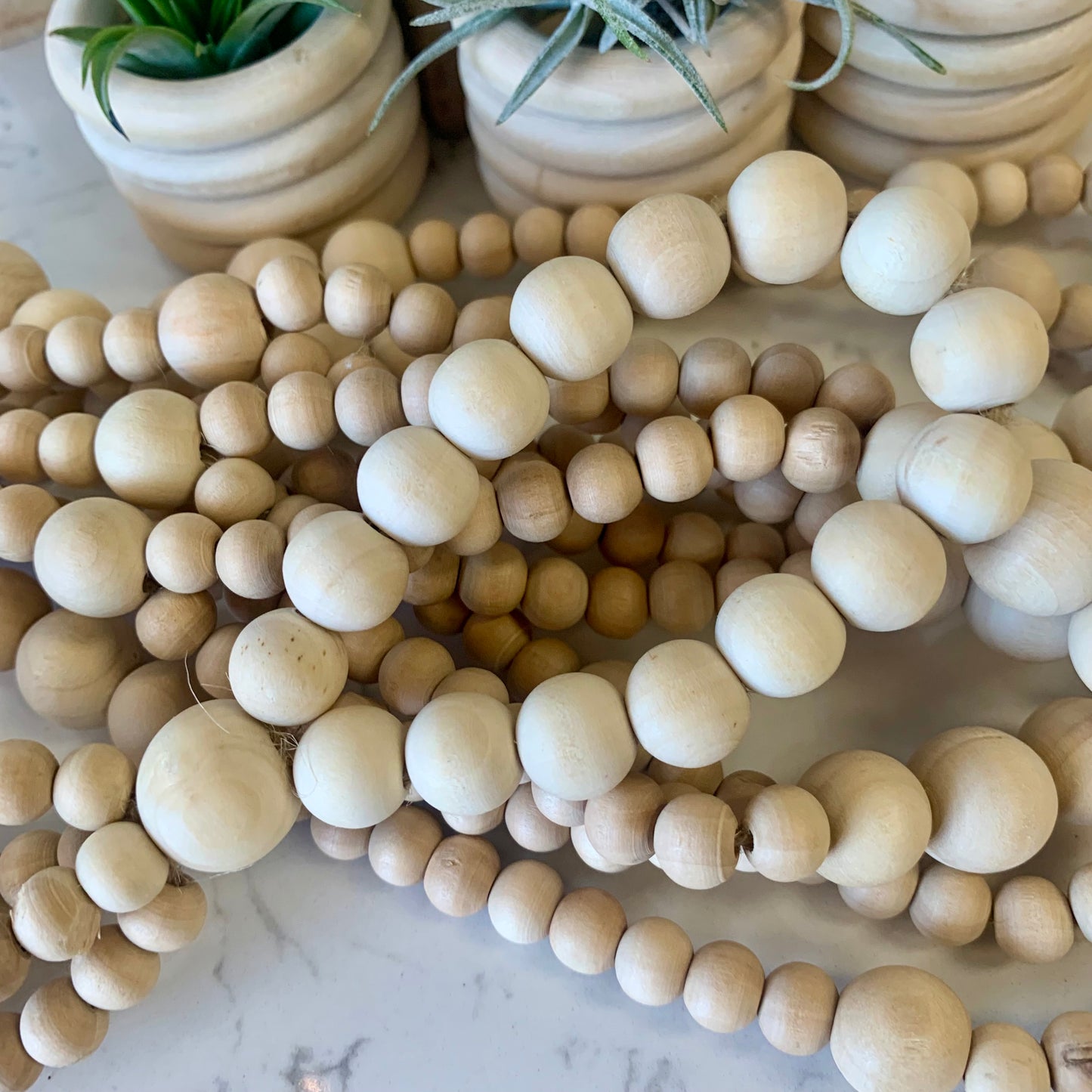 Natural Wood Bead Plant Hanger