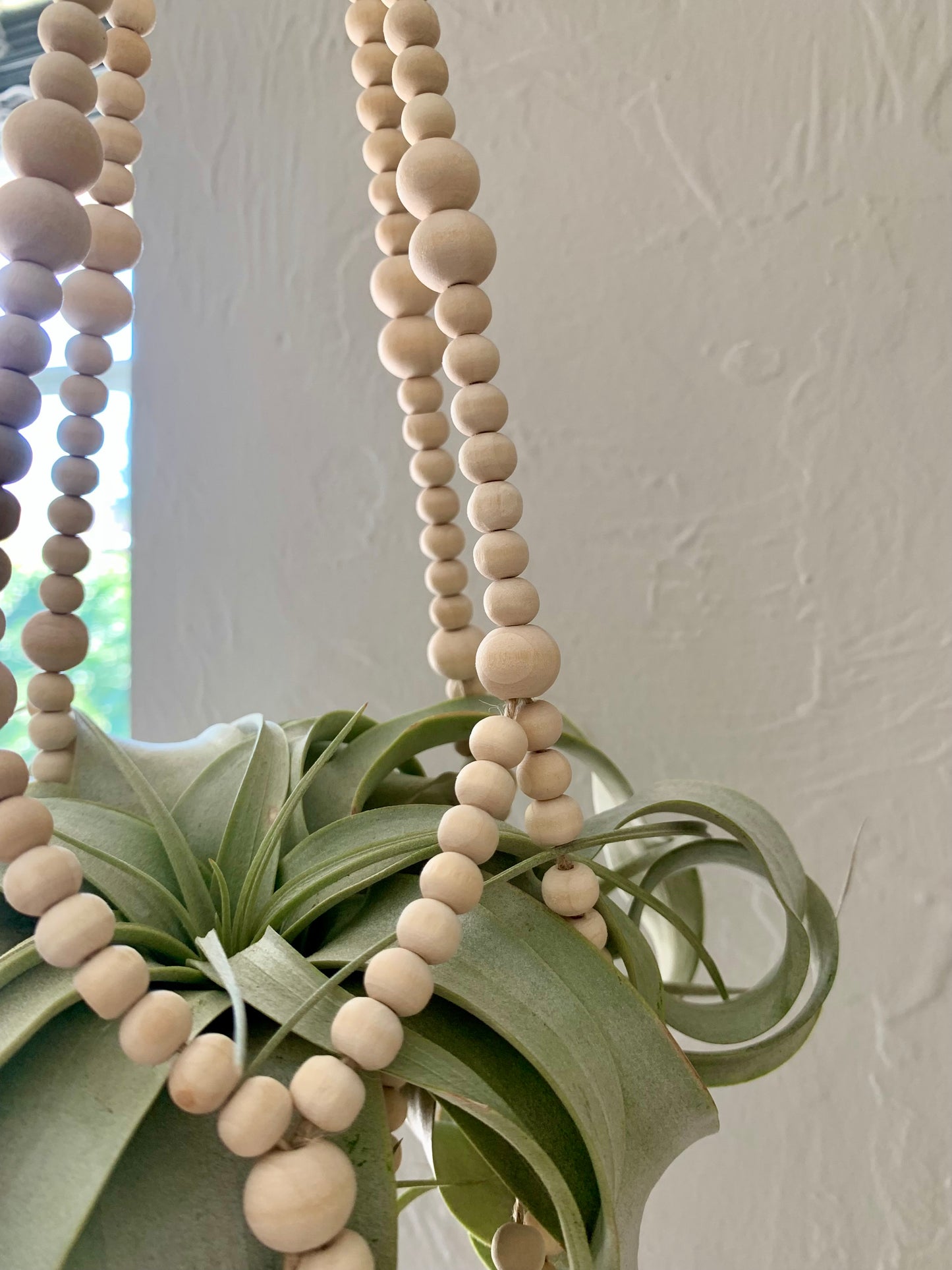 Natural Wood Bead Plant Hanger