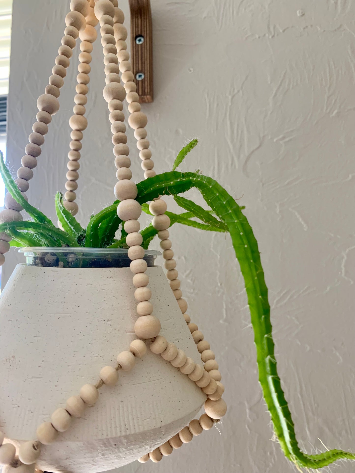 Natural Wood Bead Plant Hanger