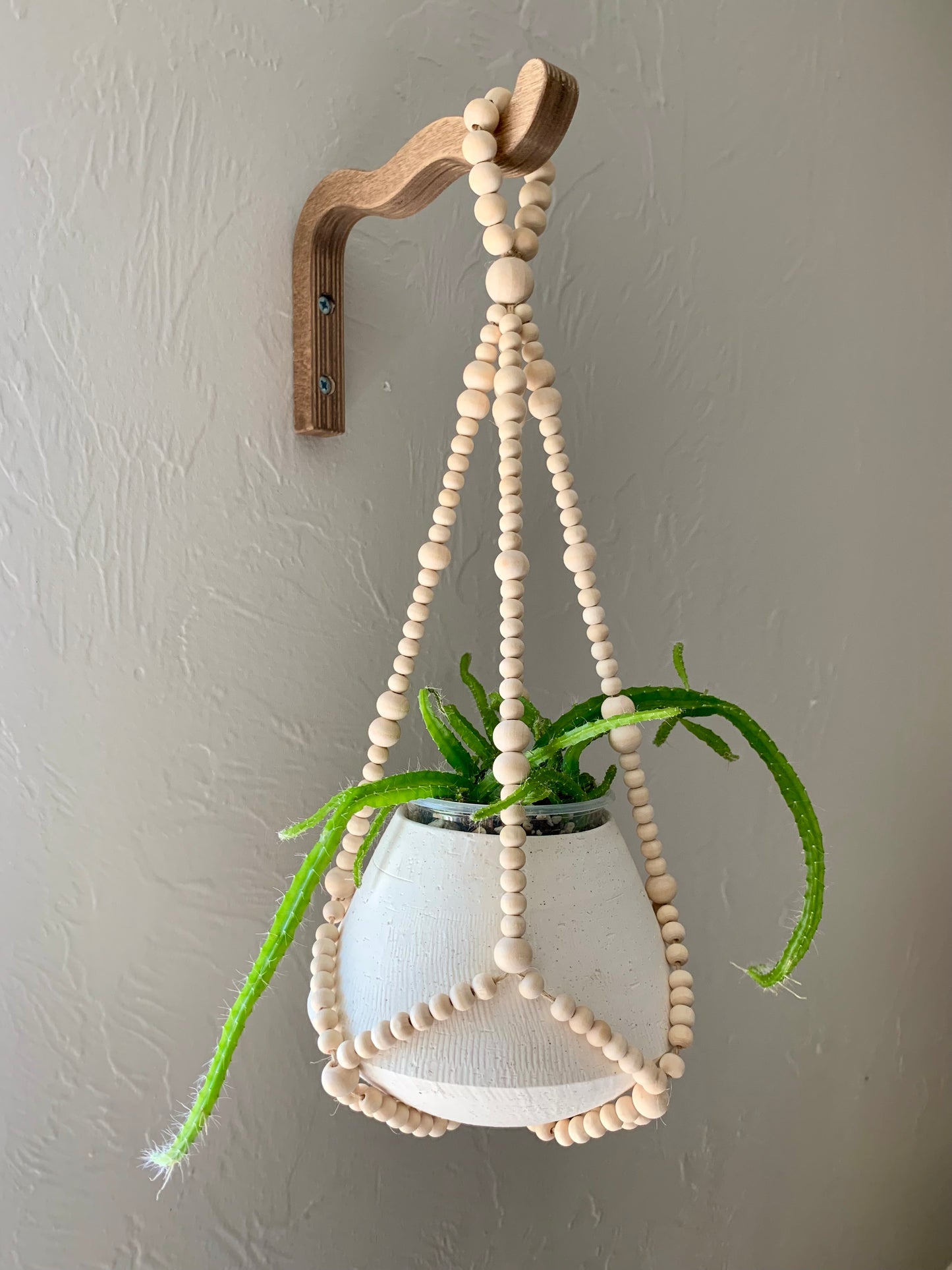 Natural Wood Bead Plant Hanger